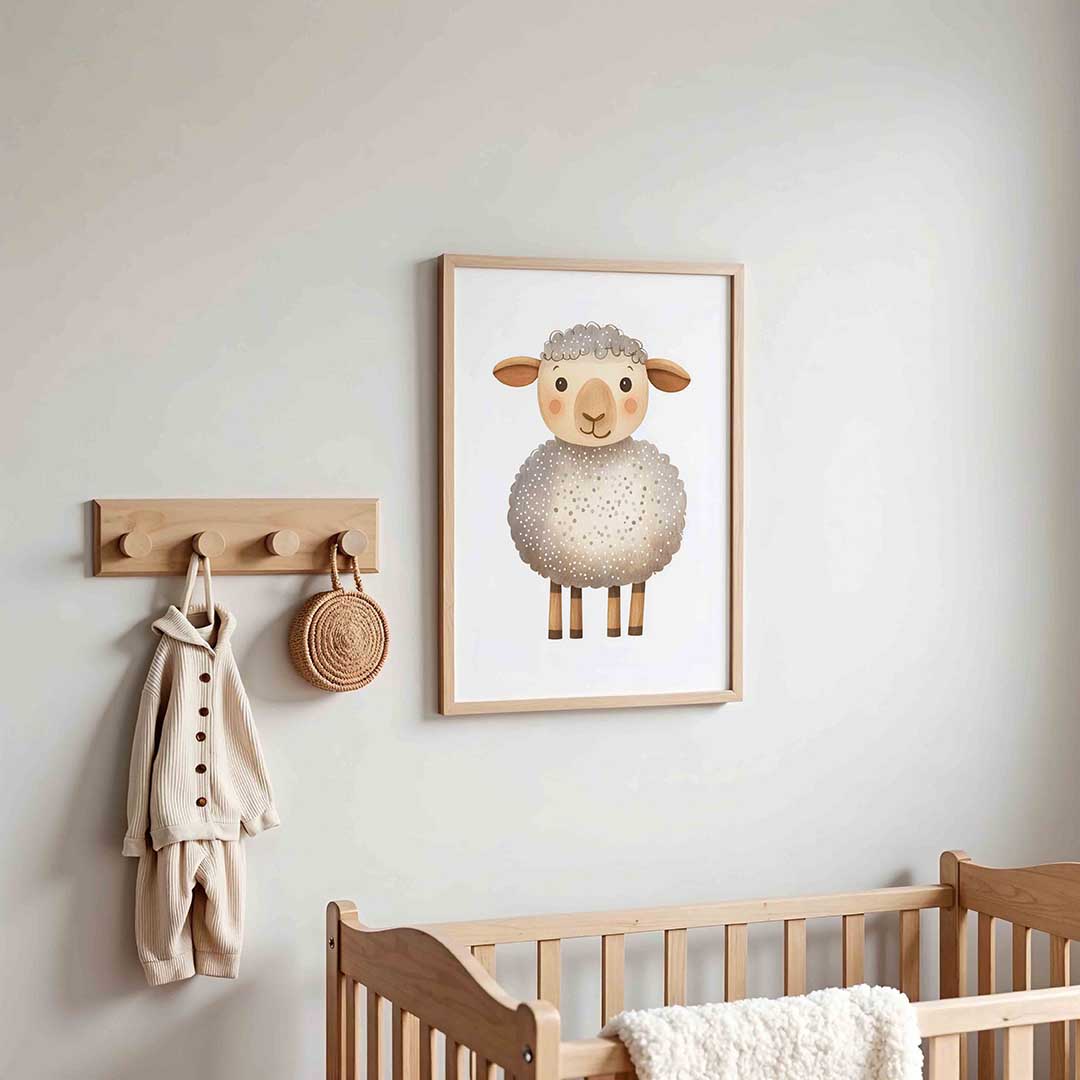 Schattig schaap – kinderposter in staand formaat