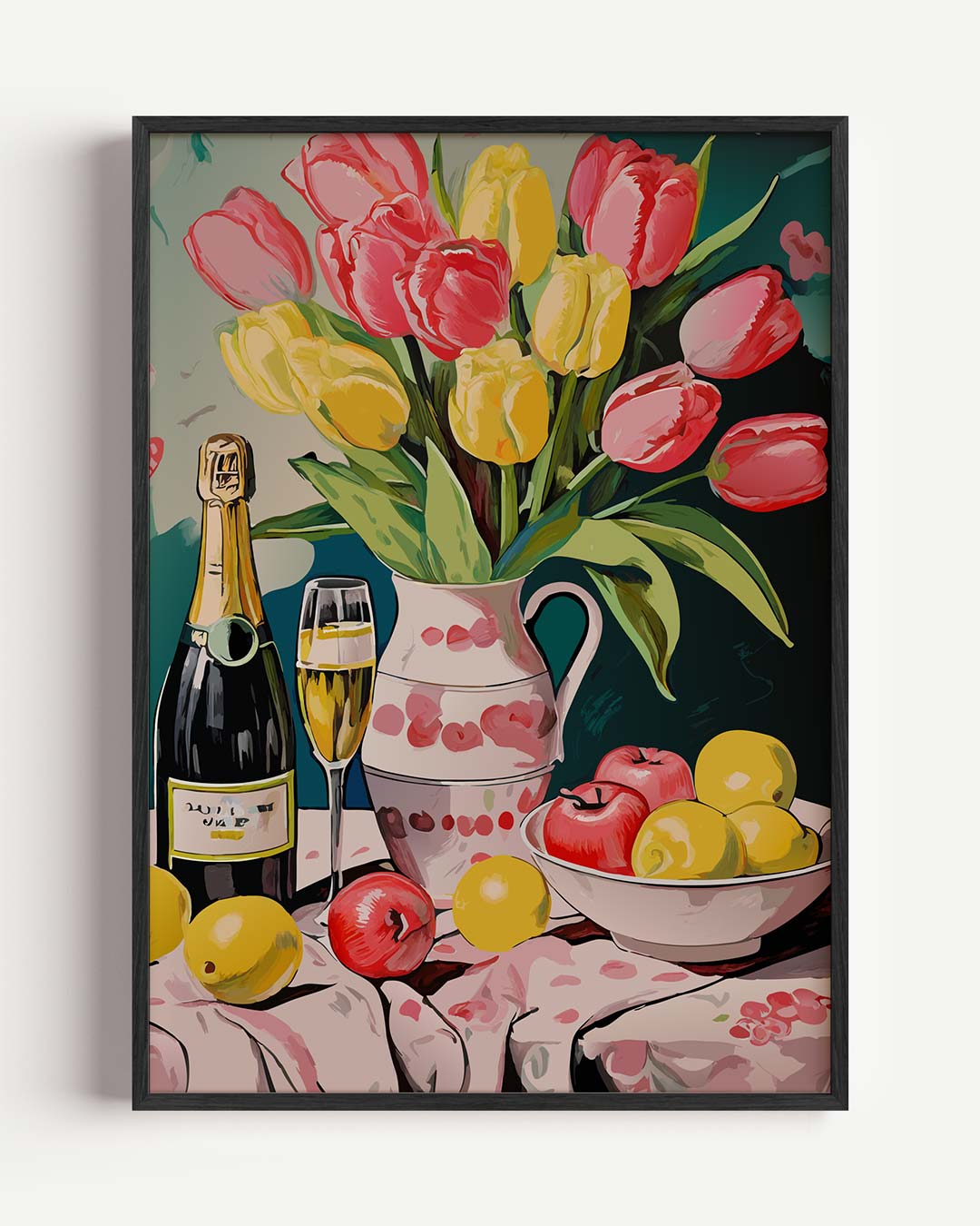 Bloemen en Bubbels – keuken portret poster als wanddecoratie