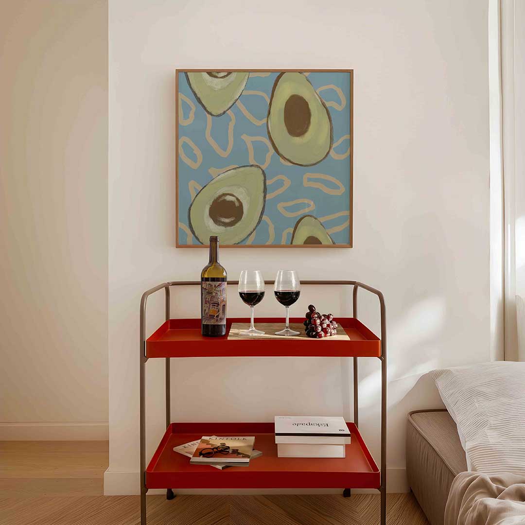 Avocado patroon – vierkante keuken wanddecoratie van WallArtistic