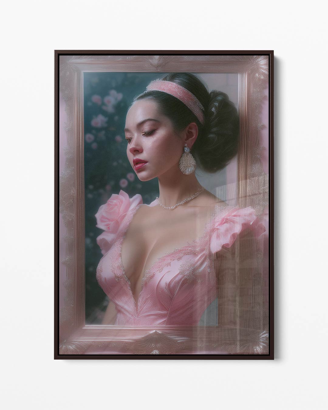Elegantie in Roze – portret kunstwerk als wanddecoratie