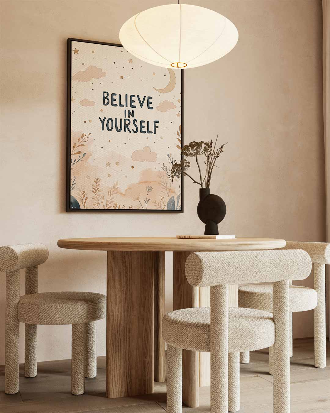 Inspirerende Poster - Believe in Yourself – kunstwerk met zwarte baklijst