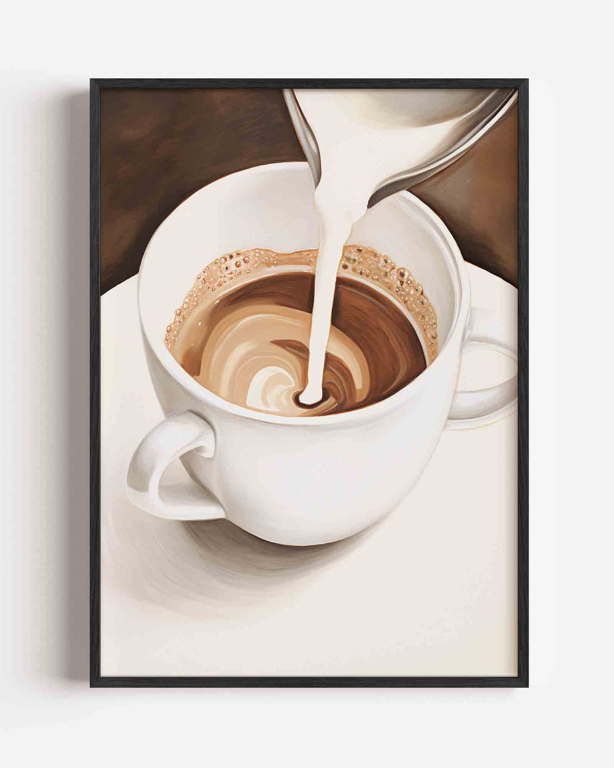 Koffiekop met melk – keuken portret poster als wanddecoratie