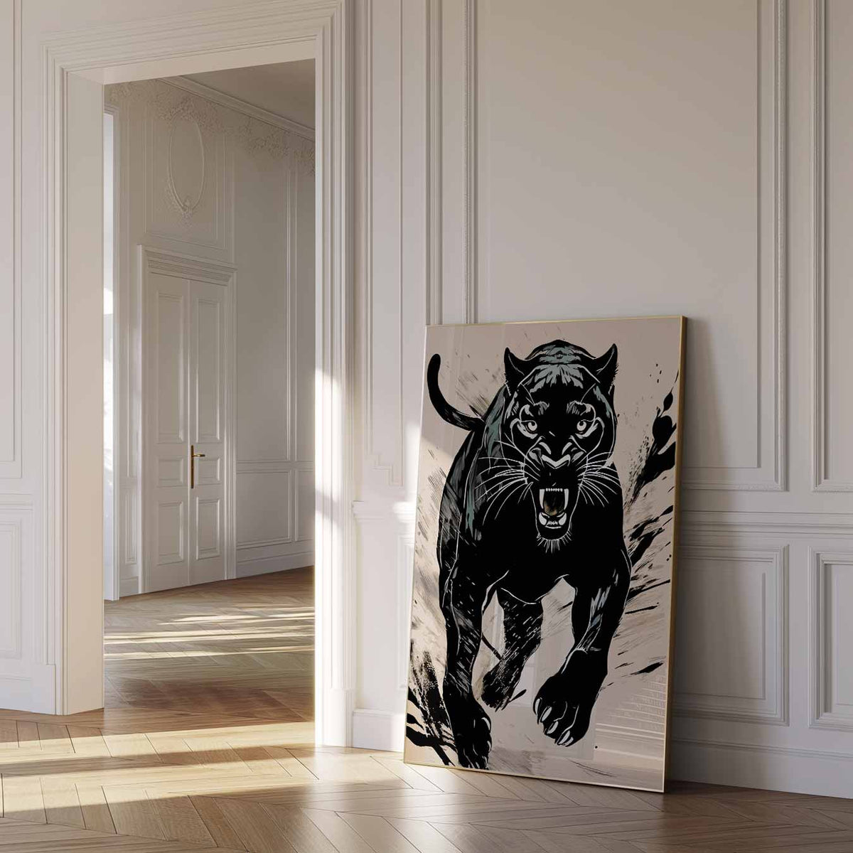 Stoere Panter Kunstposter – dierenposter als moderne staande wanddecoratie