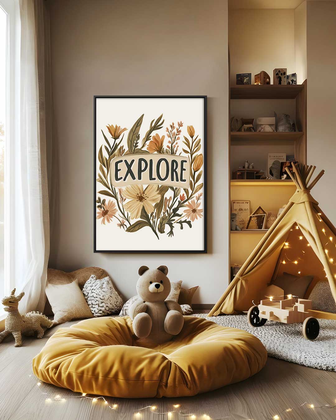 Bloemrijke Verkenning – staand kunstwerk voor modern interieur