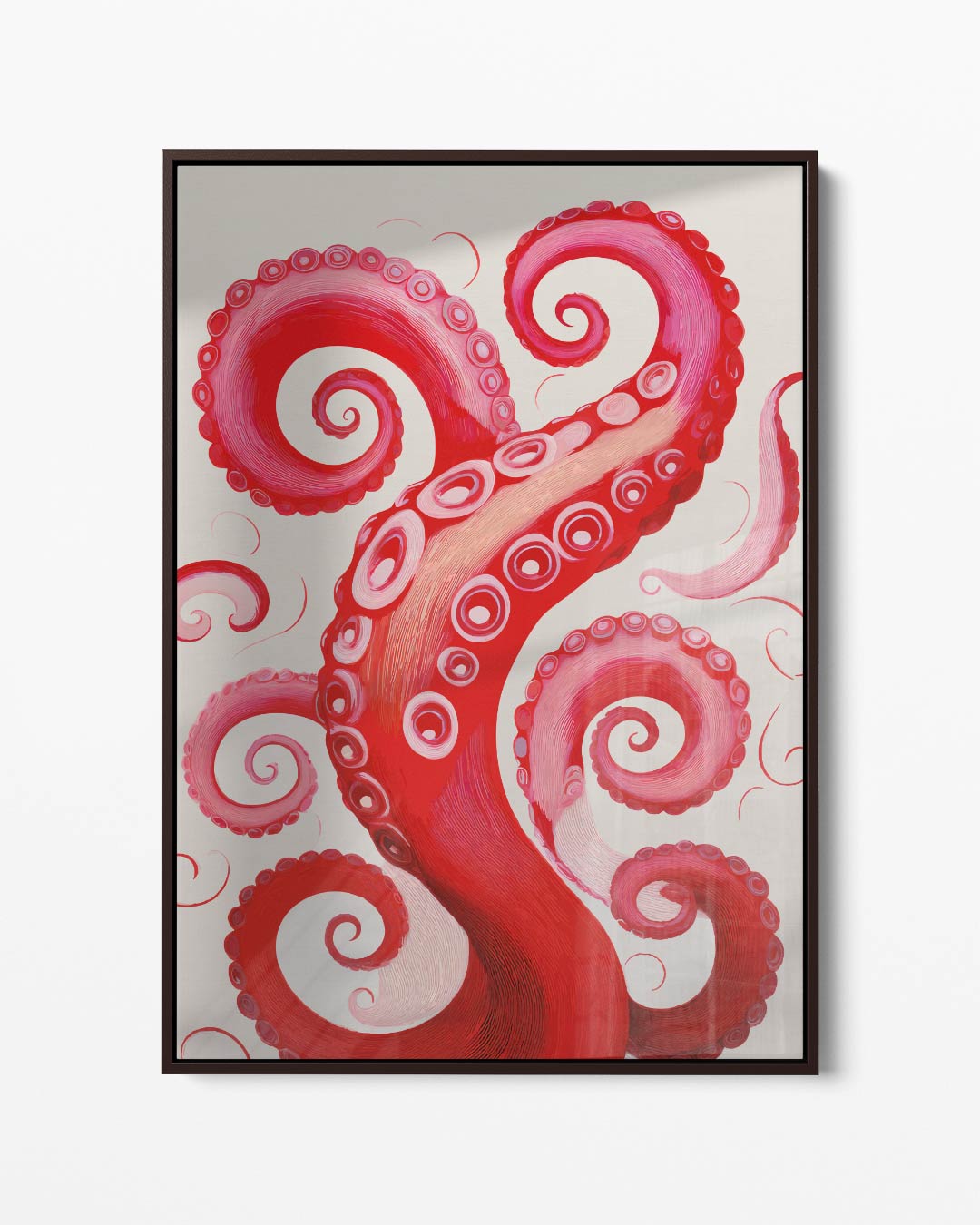 Rode Octopus Tentakel Illusie – portret kunstwerk als wanddecoratie
