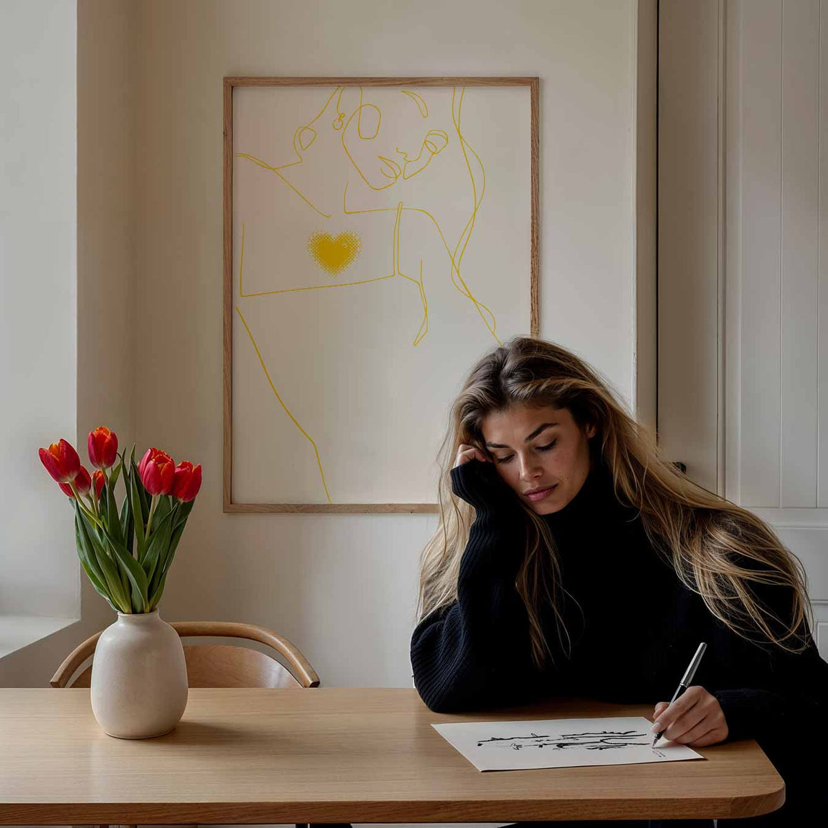 Romantische Lijnkunst – Popart poster als moderne urban wanddecoratie