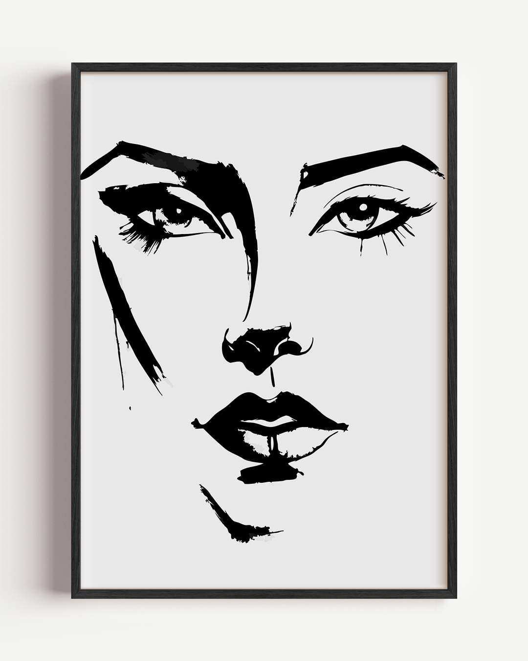 Elegante Vrouwengezicht Illustratie – Popart en Streetart portret poster als wanddecoratie