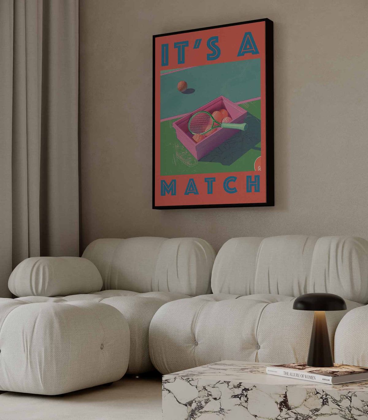 Speelse Tennisdisplay – canvas kunstwerk als wanddecoratie