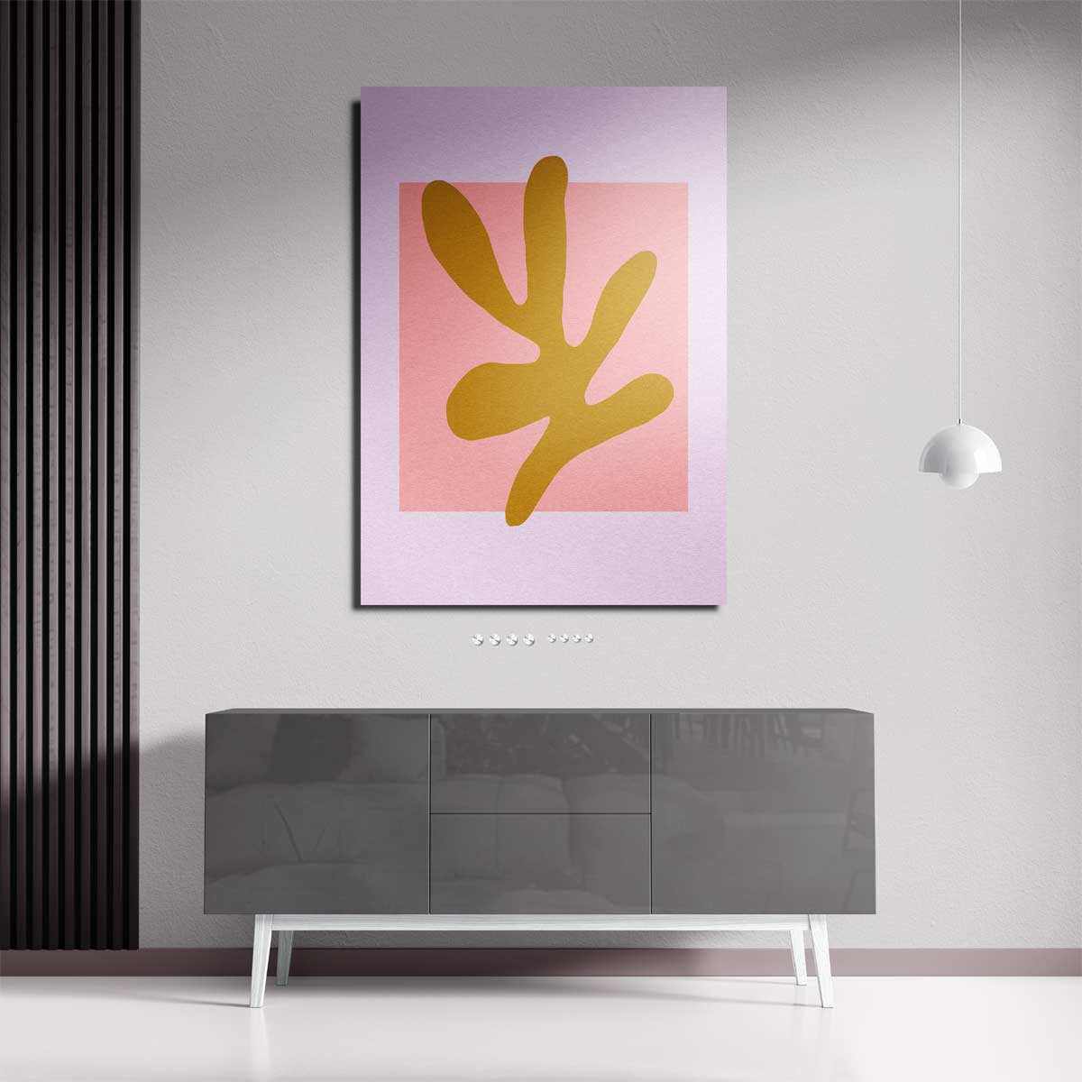 Abstracte Vormen in Oker en Roze – plexiglas kunstwerk als wanddecoratie