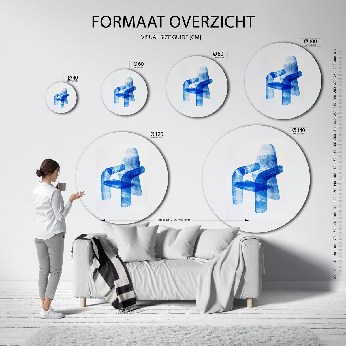 Transparante stoel – ronde muurdecoratie met kleur en vorm
