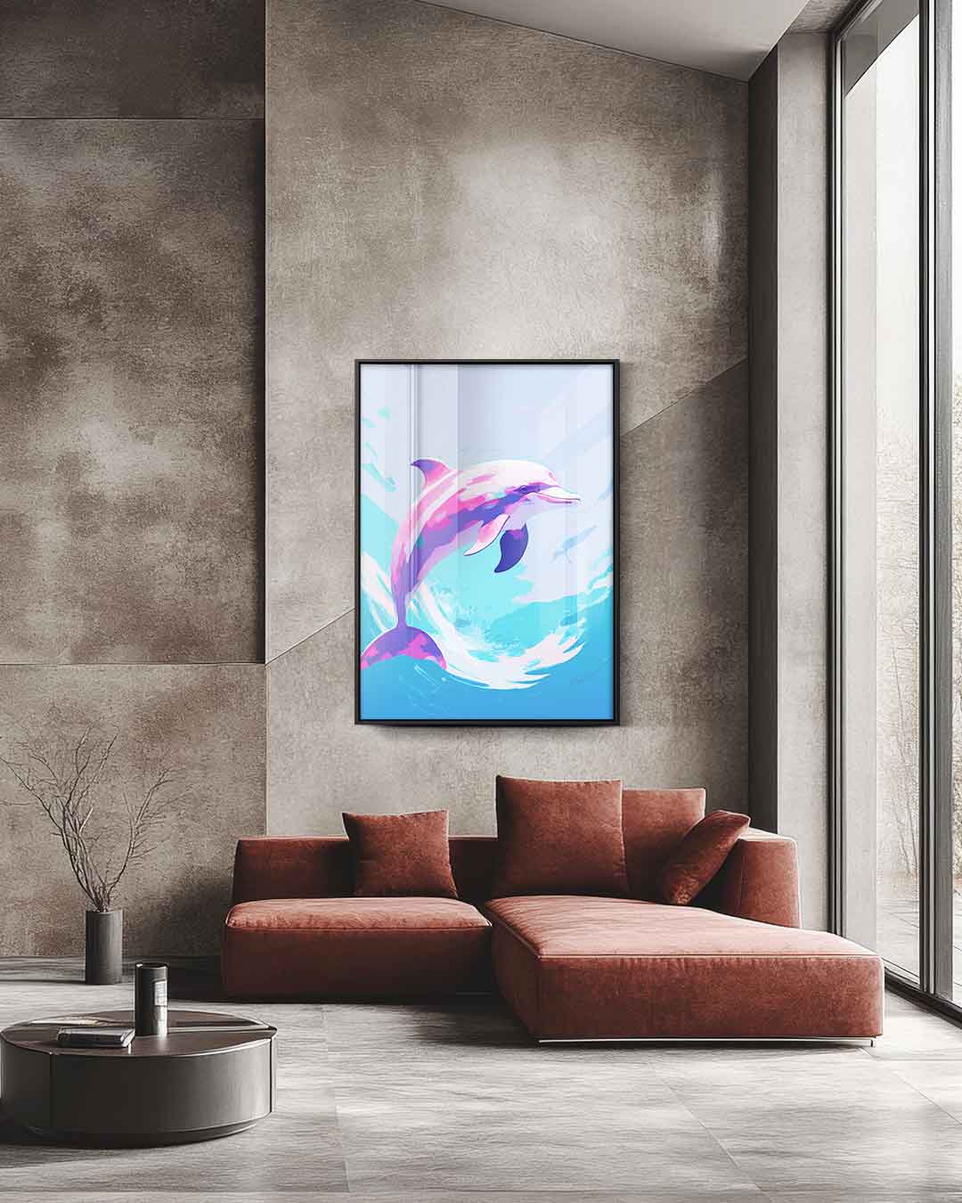 Dromerige Dolfijn – staande wandkunst voor woonkamer of interieur
