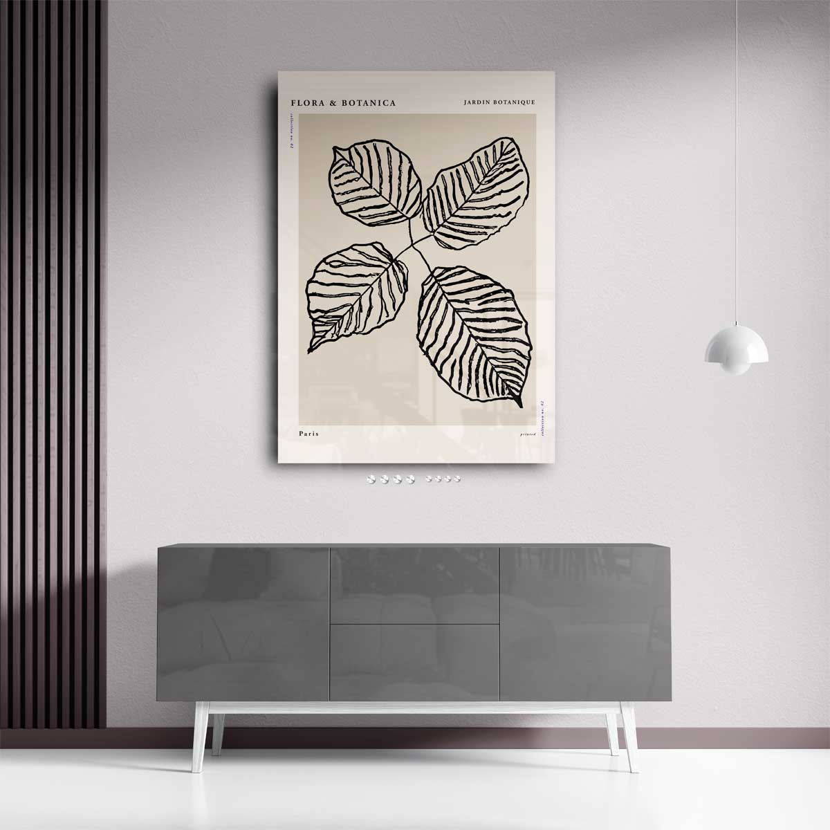 Botanische Bladprint – staand kunstwerk voor modern interieur
