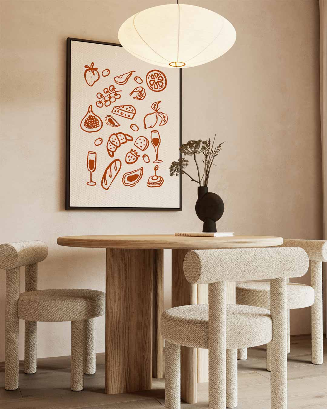 Eten & Drinken Illustratie – canvas wanddecoratie in portret formaat