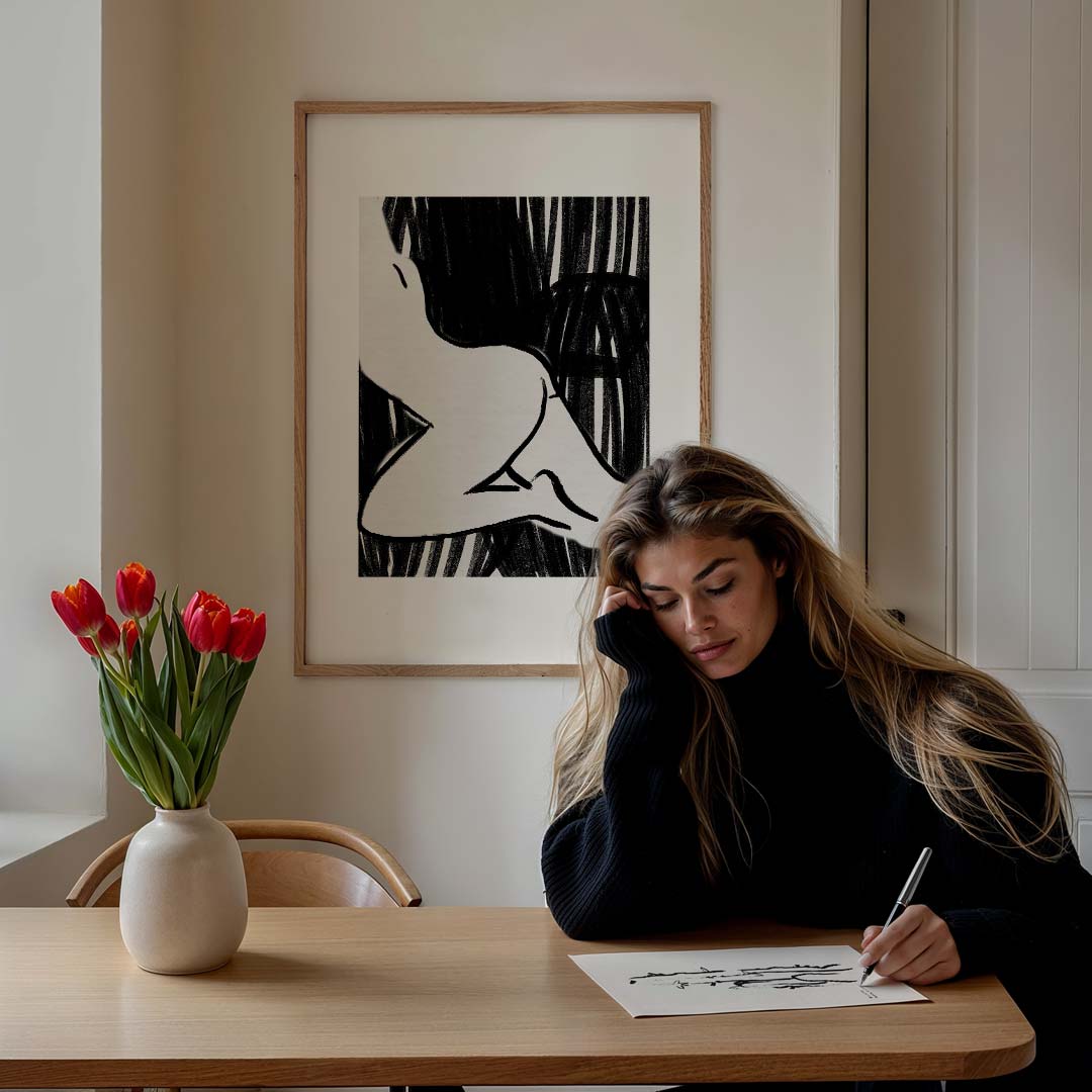 Elegante Silhouet Kunstposter – lijntekening poster in staand formaat