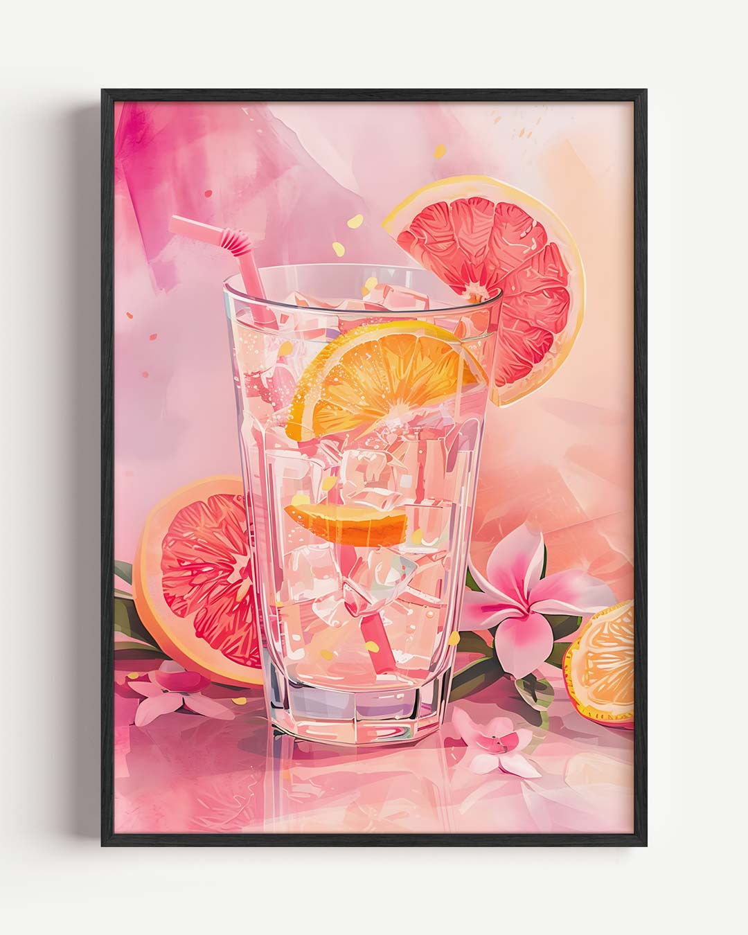 Zomerse Citrus Cocktail – Popart en Streetart portret poster als wanddecoratie