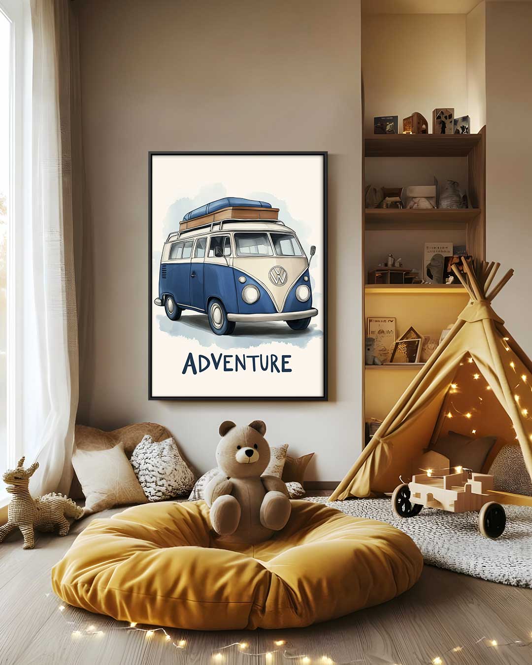 Retro Roadtrip Canvas – staand kunstwerk voor modern interieur