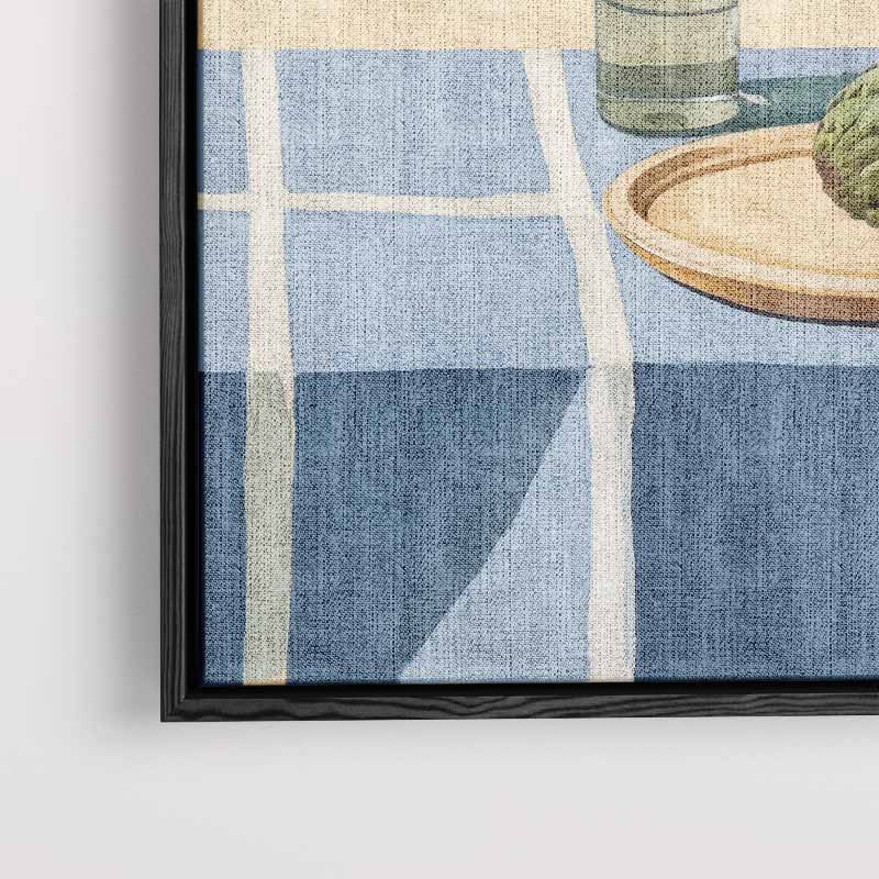 Stilleven met Artisjok en Fles – canvas wanddecoratie in portret formaat