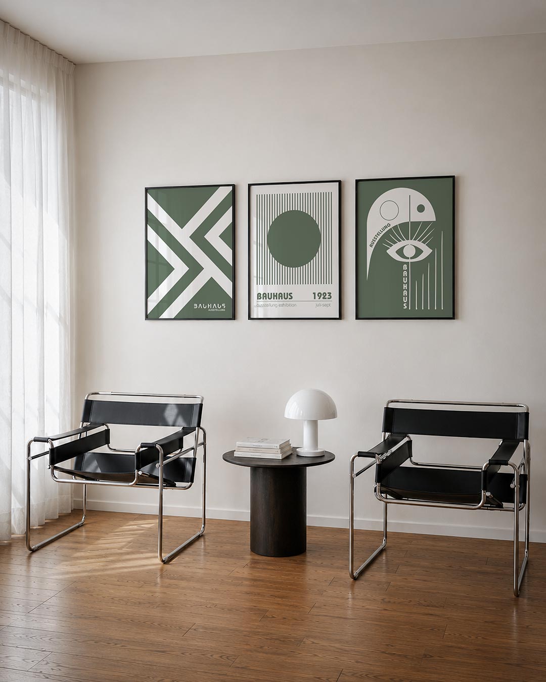 Lijnen en vlakken posterset – tweede productweergave – deze posterset in drie delen toont een dynamisch lijnenspel van witte