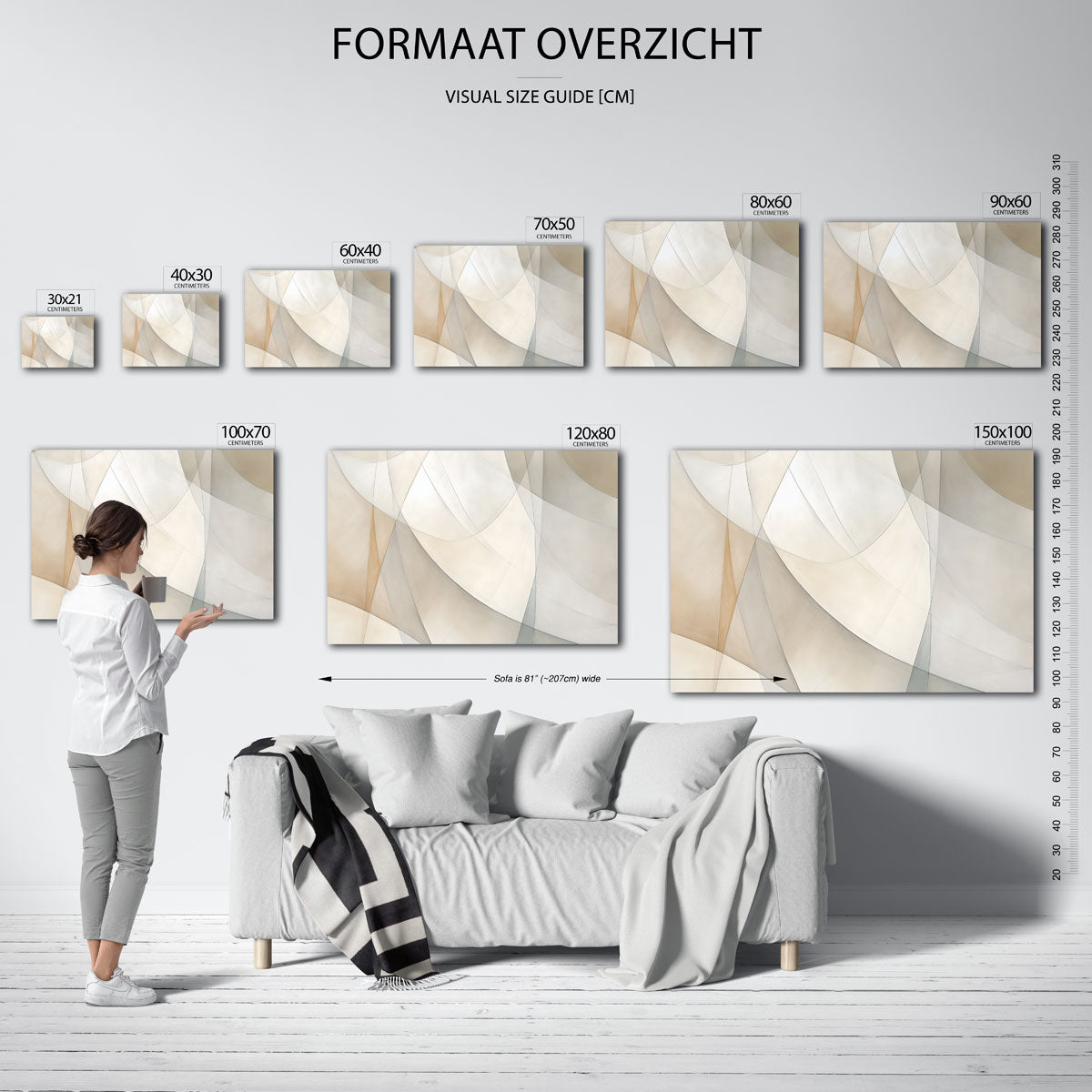 Abstracte vormen – liggende muurposter met kleurrijke abstracte vormen