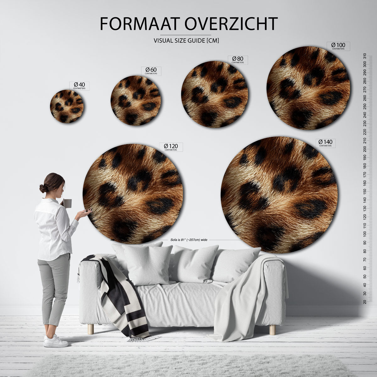 Luipaardprint – safari wandkunst als moderne muurcirkel