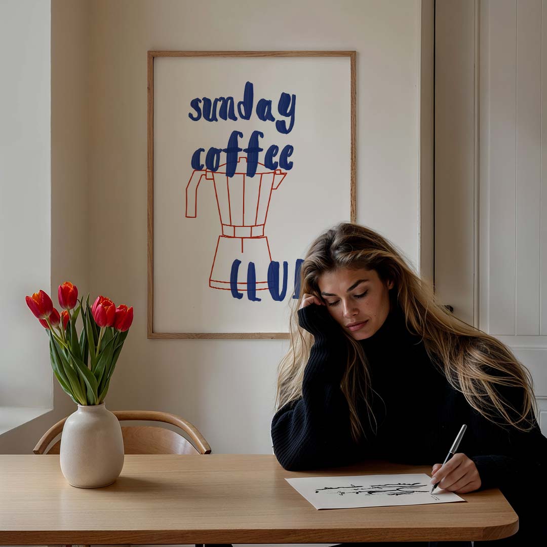 Sunday Coffee Club – culinaire wandkunst als portret poster