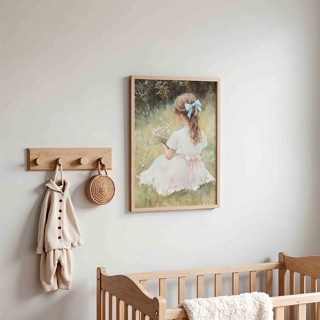 Meisje met bloemen – kinderposter in staand formaat