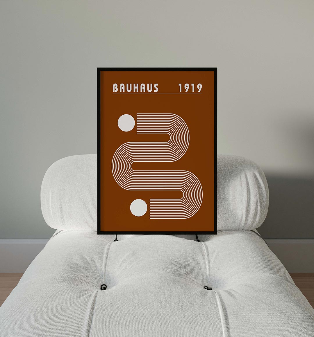 Lijnritme en vormen – moderne Bauhaus wandkunst als poster