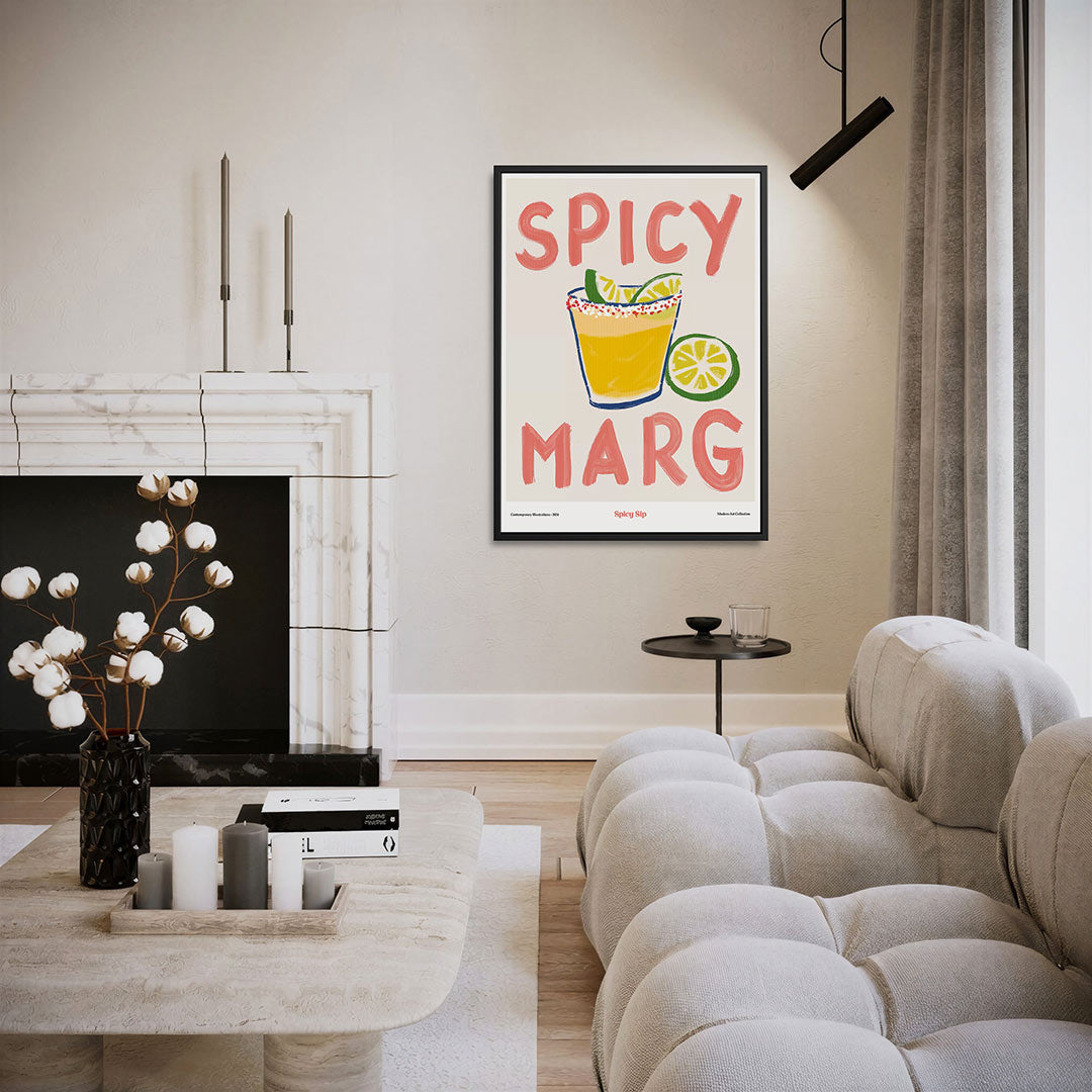 Vrolijke cocktail illustratie – moderne staande wandkunst