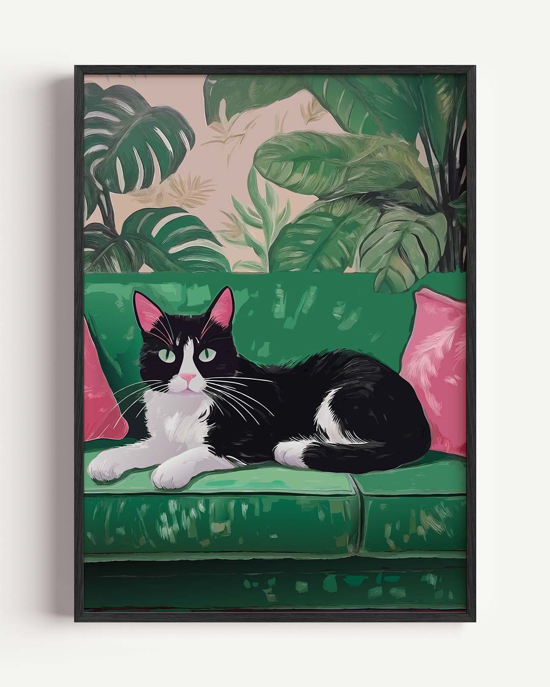 Cozy Cat in Jungle Chill – dieren portret poster als wanddecoratie