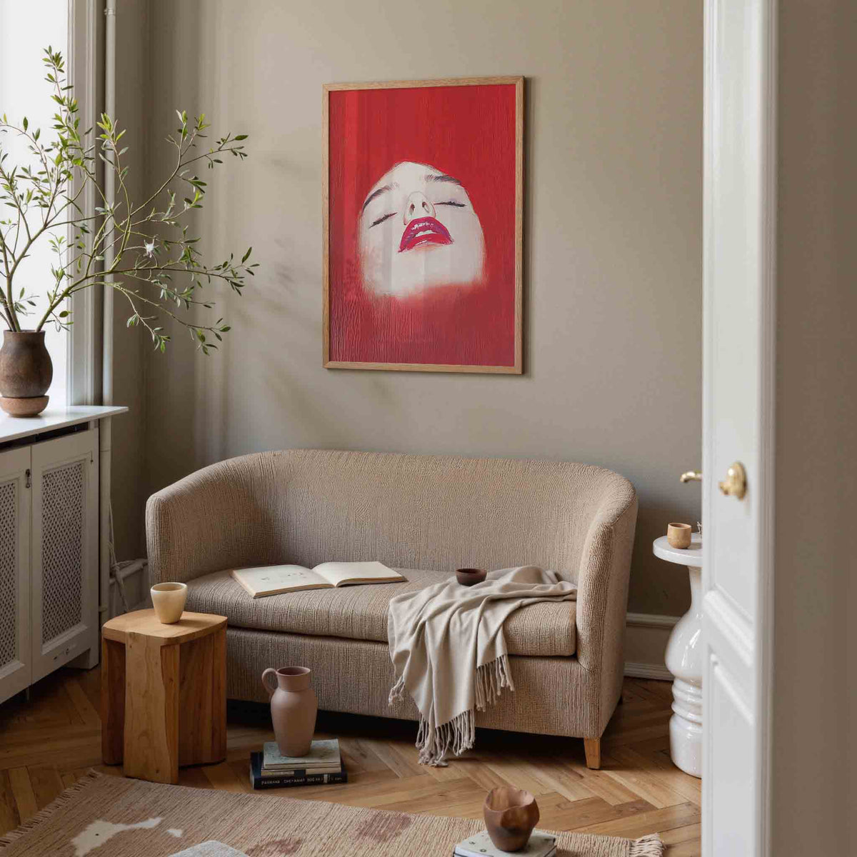 Gezicht met gesloten ogen – illustratie poster in staand formaat