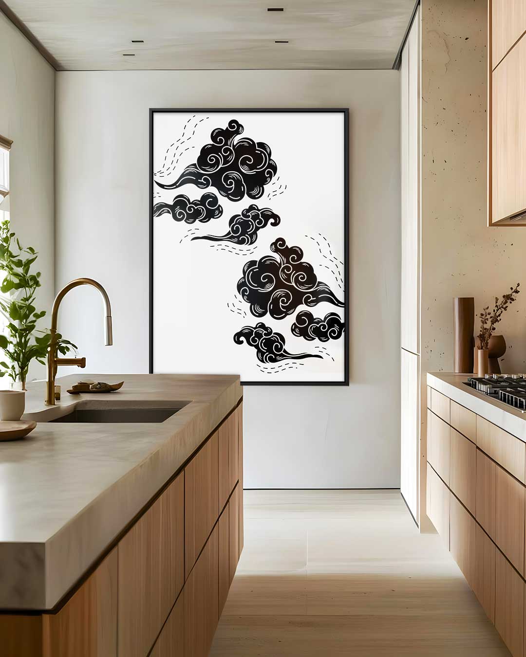 Dromerige Wolkenprint – canvas wanddecoratie in portret formaat