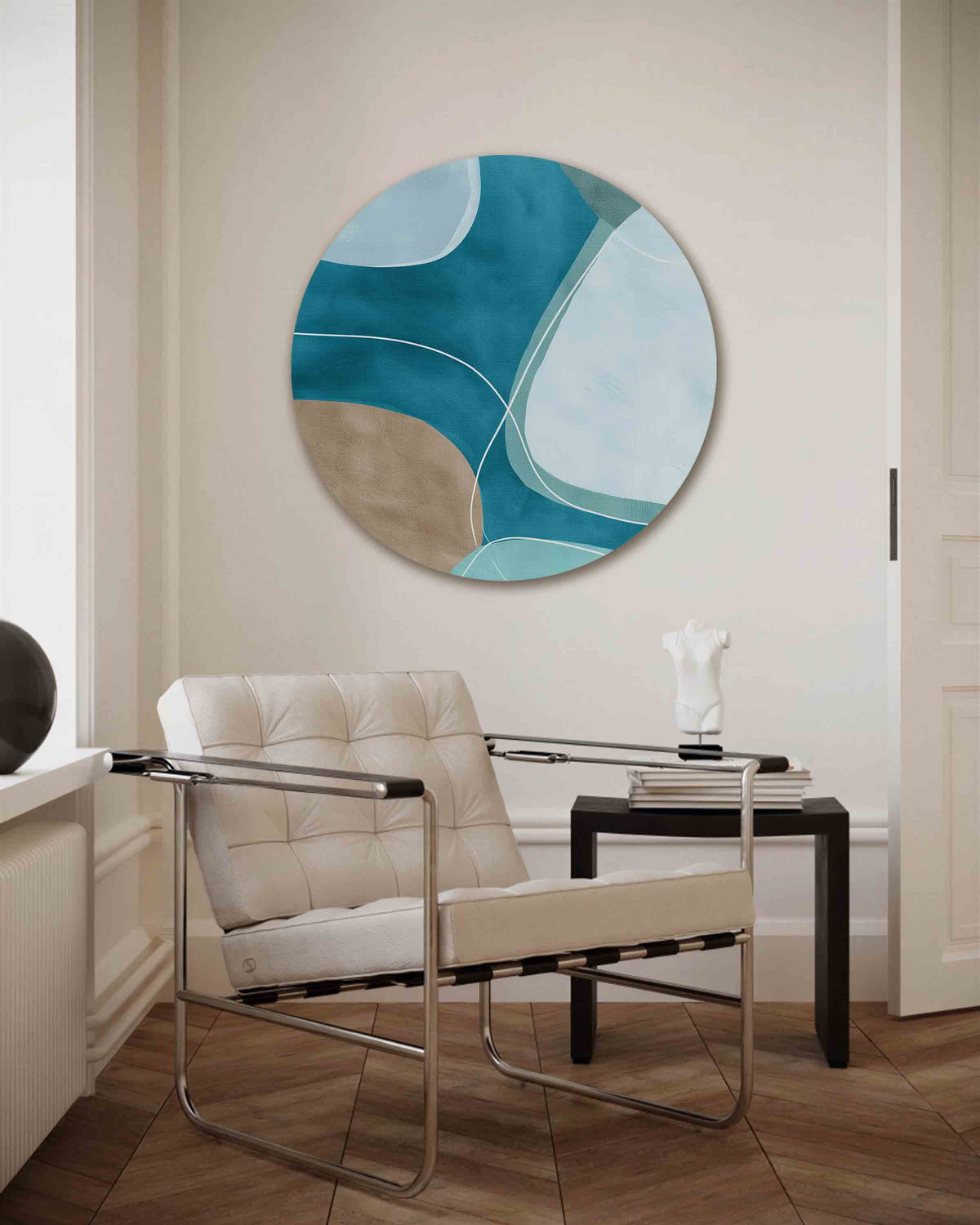 Abstracte vormen – abstracte muurcirkel als ronde wanddecoratie