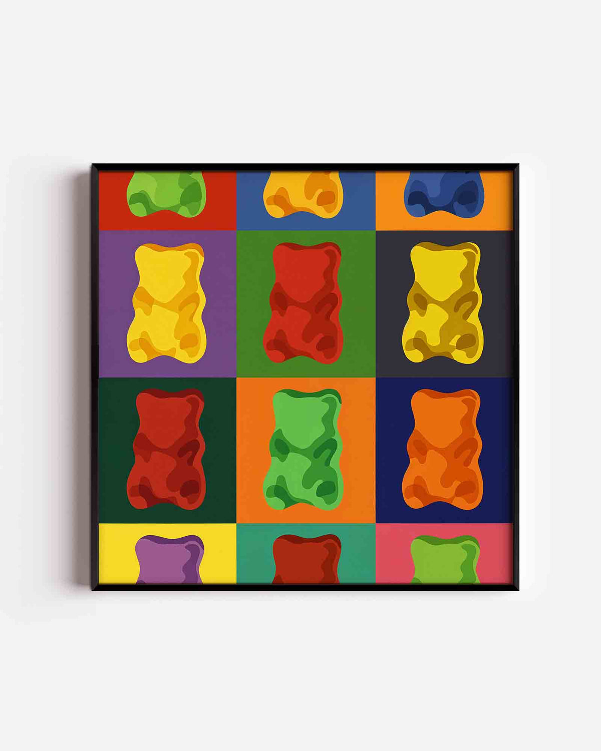 Gekleurde snoepjes – Pop Art vierkante poster als wanddecoratie