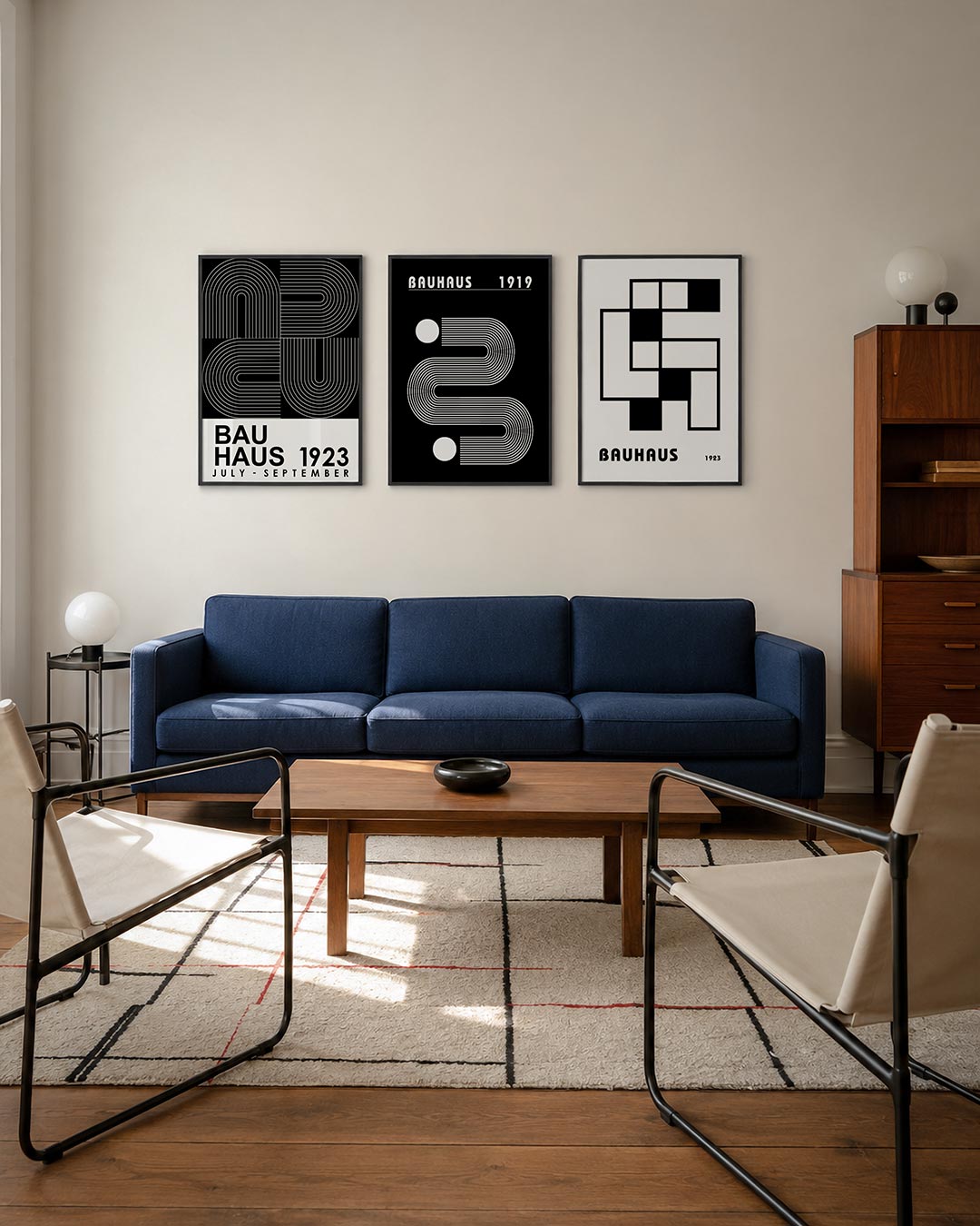 Lijnen en vlakkenspel driedelige posterset – deze posterset in drie delen toont een dynamisch lijnenspel met gebogen en