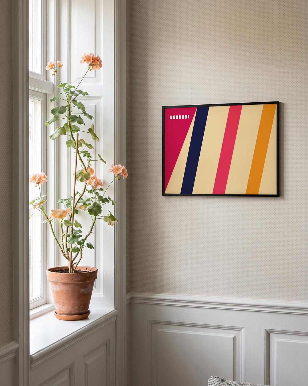 Schuine kleurvlakken – liggende Bauhaus poster voor aan de muur