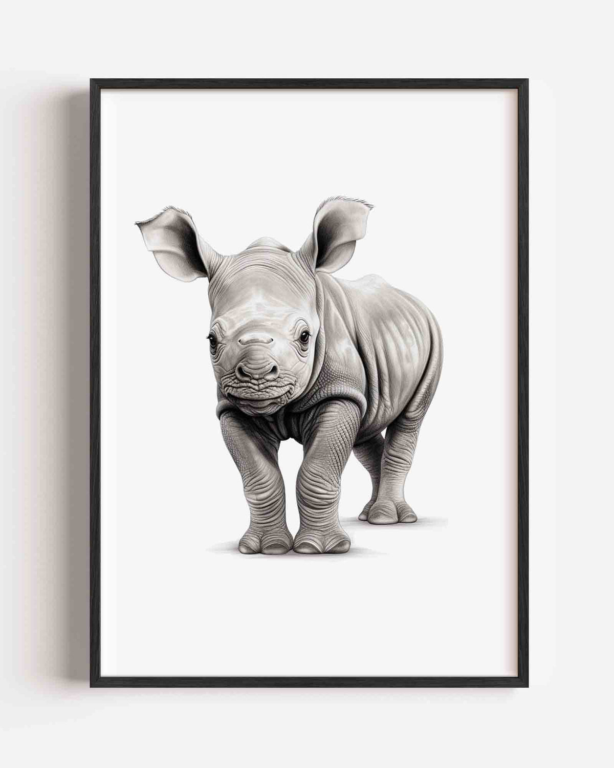 Neushoorn jong – dieren portret poster als wanddecoratie