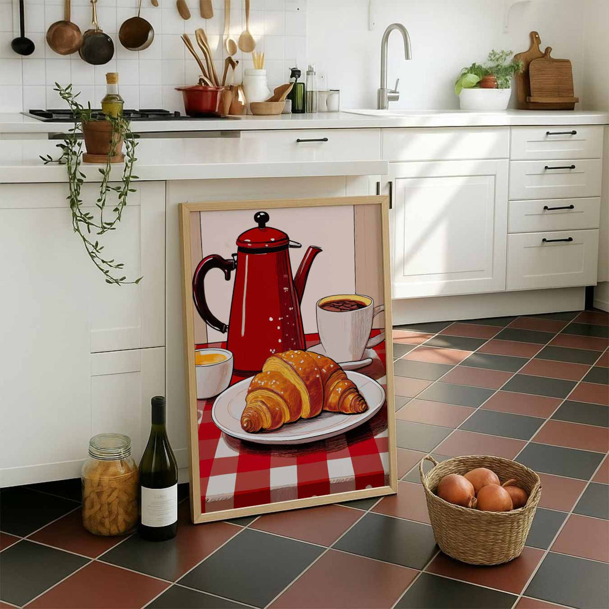 Franse Ontbijtcharme – staande muurposter voor keuken of eethoek