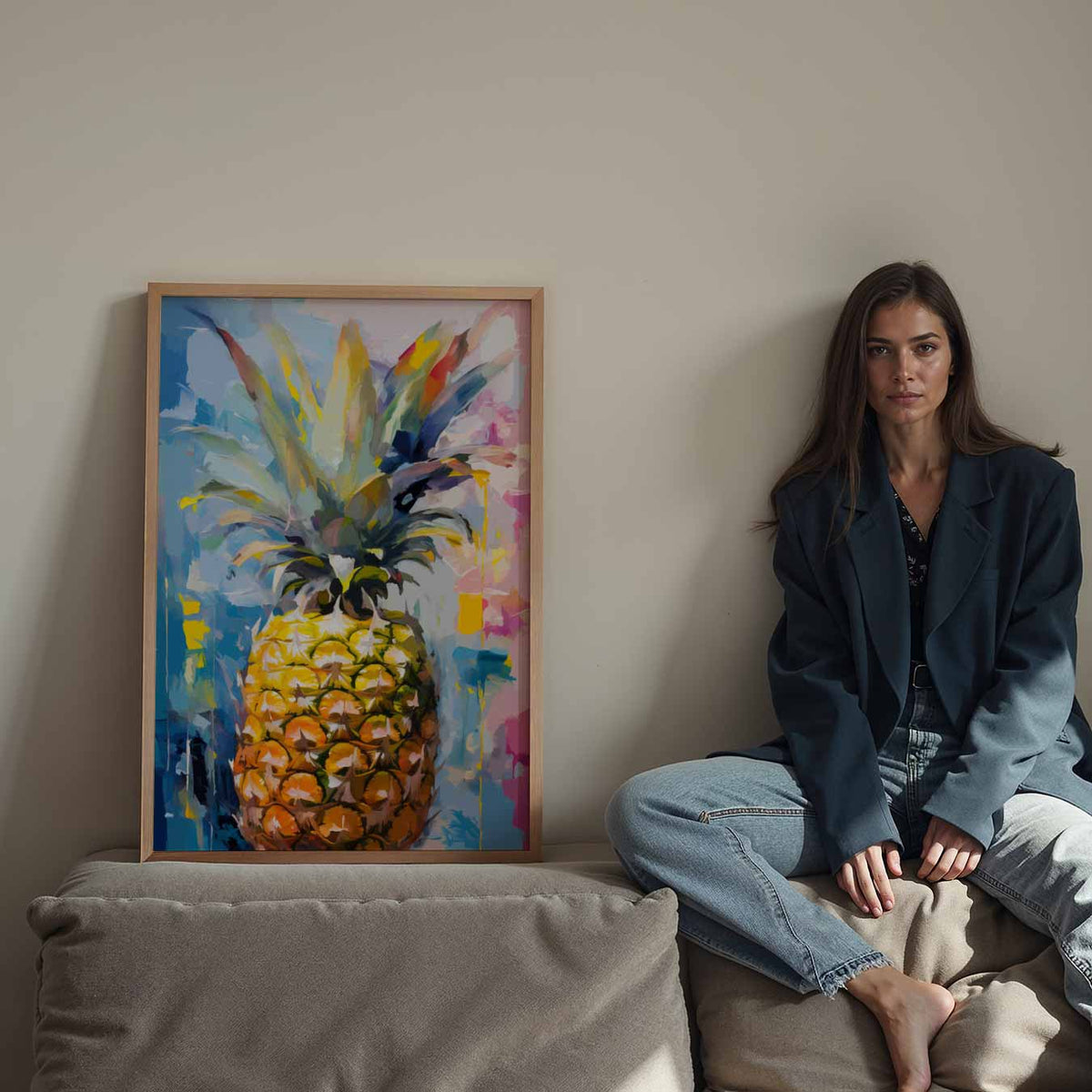 Kleurrijke Ananas Expressie – staande keuken wanddecoratie van WallArtistic