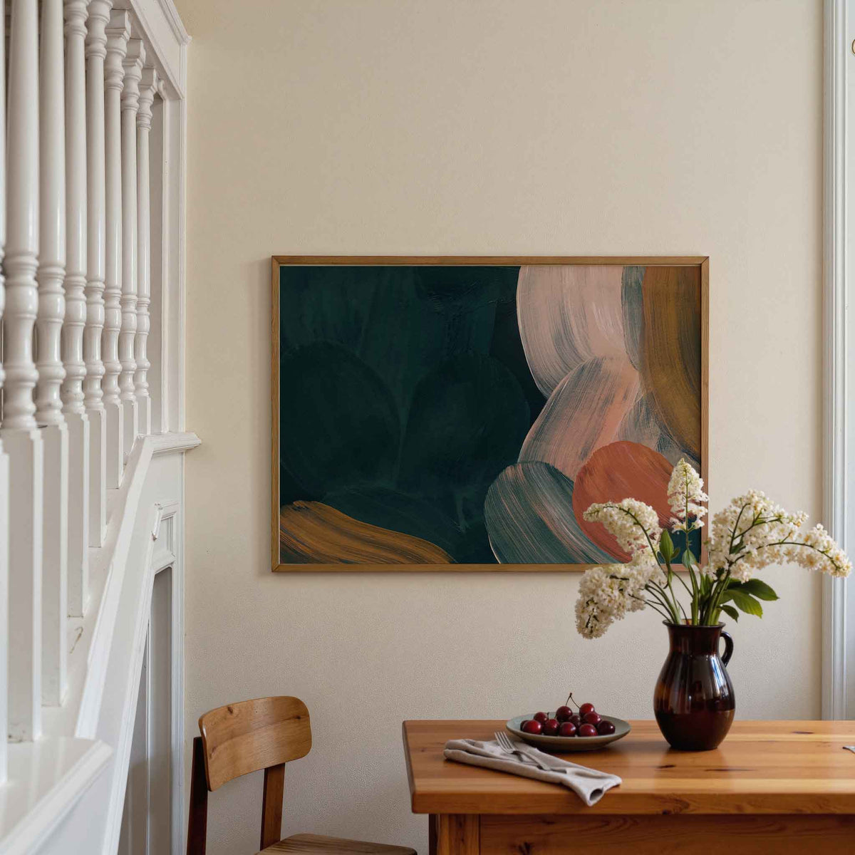 Abstracte penseelstreken – artistieke poster in liggend formaat