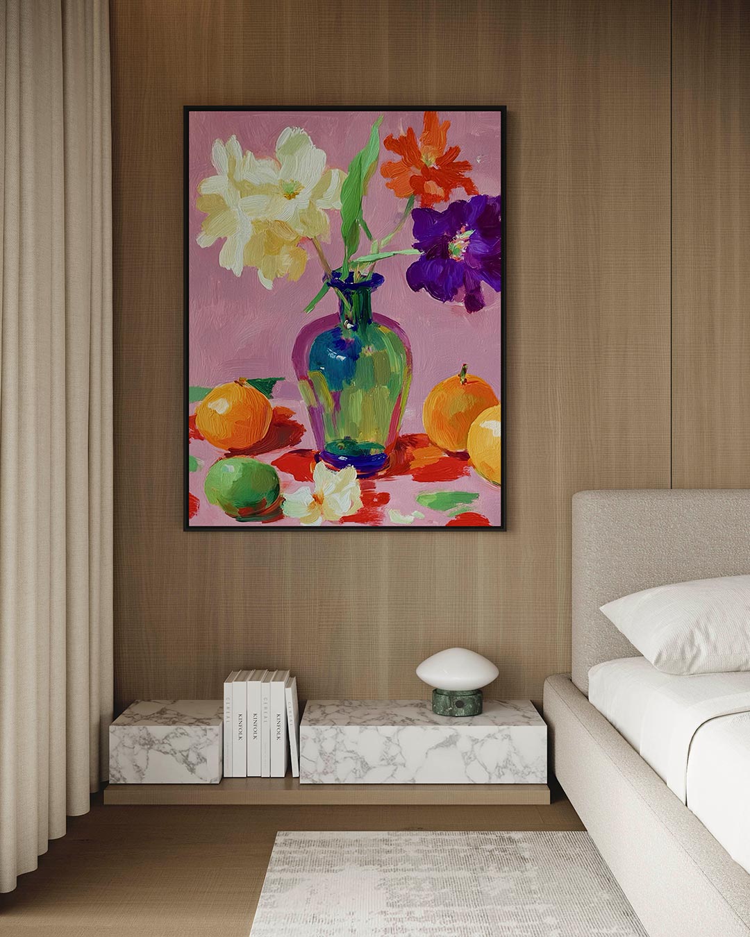 Kleurrijke bloemenvorm – kunstwerk op canvas, dibond of plexiglas