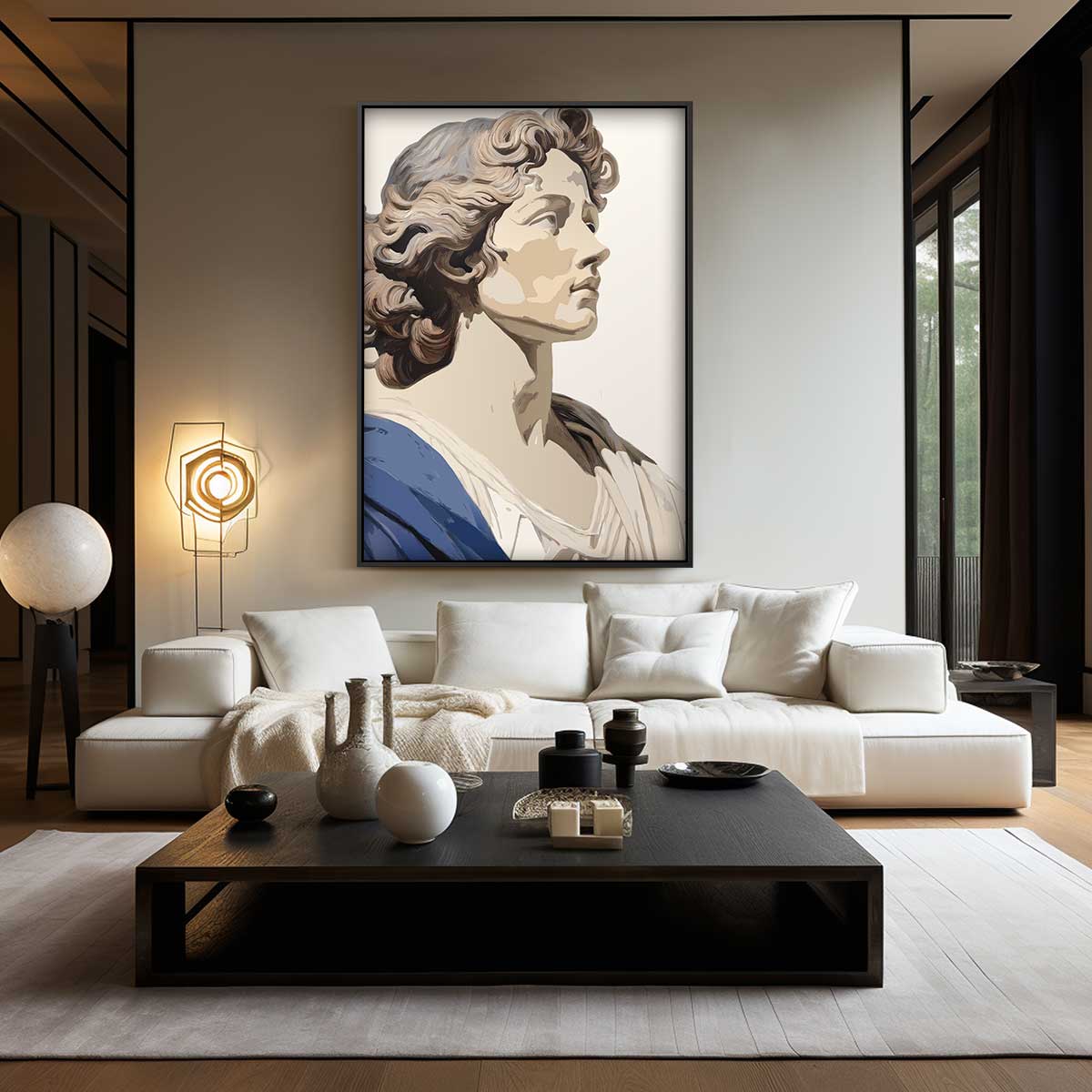 Stijlvolle Klassieke Buste – kunstwerk met zwarte baklijst