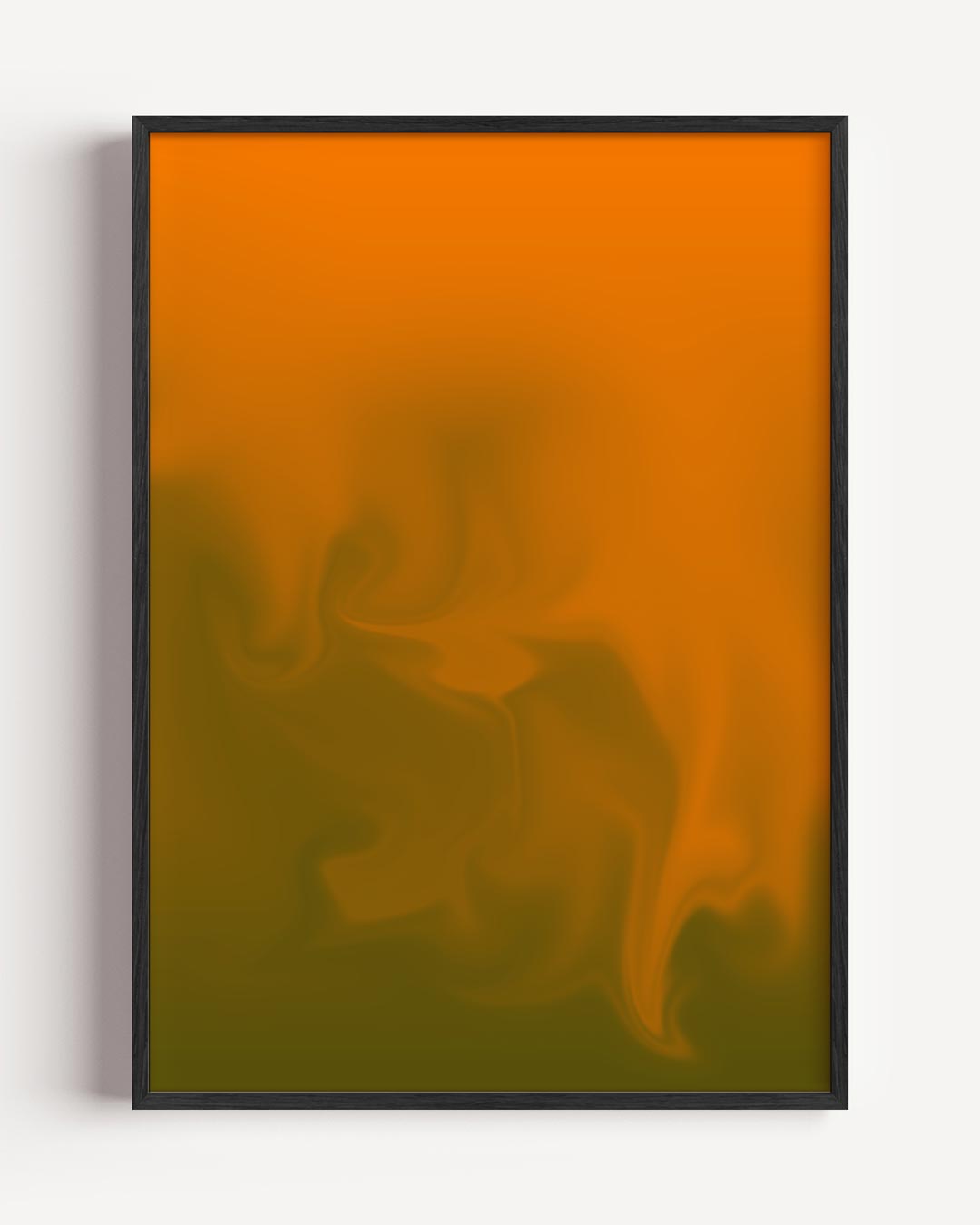 Warme Oranje Vloeiende Kunstposter – kleurrijke abstracte portret poster als wanddecoratie