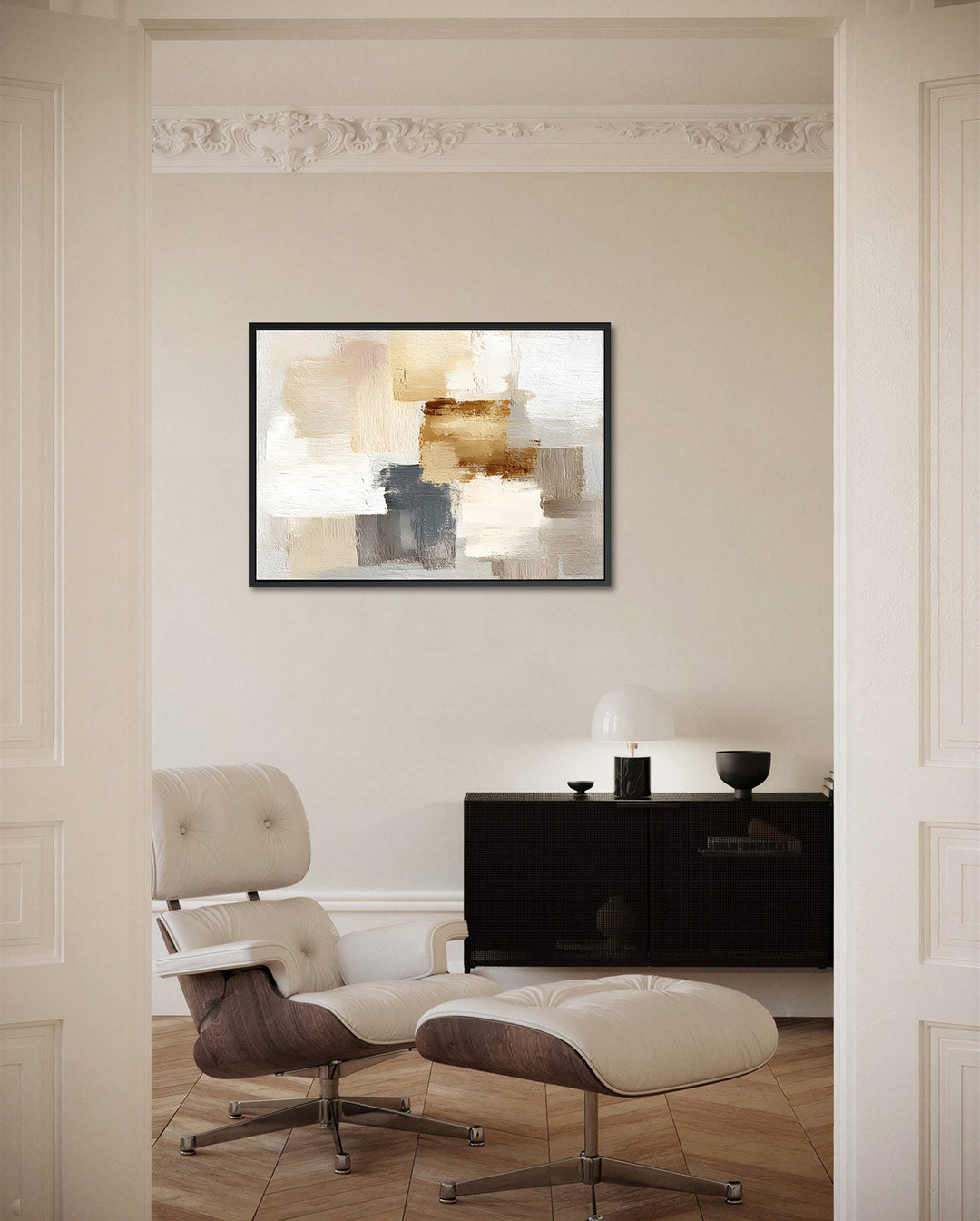 Zachte kleuren compositie – Aardse – liggende wanddecoratie