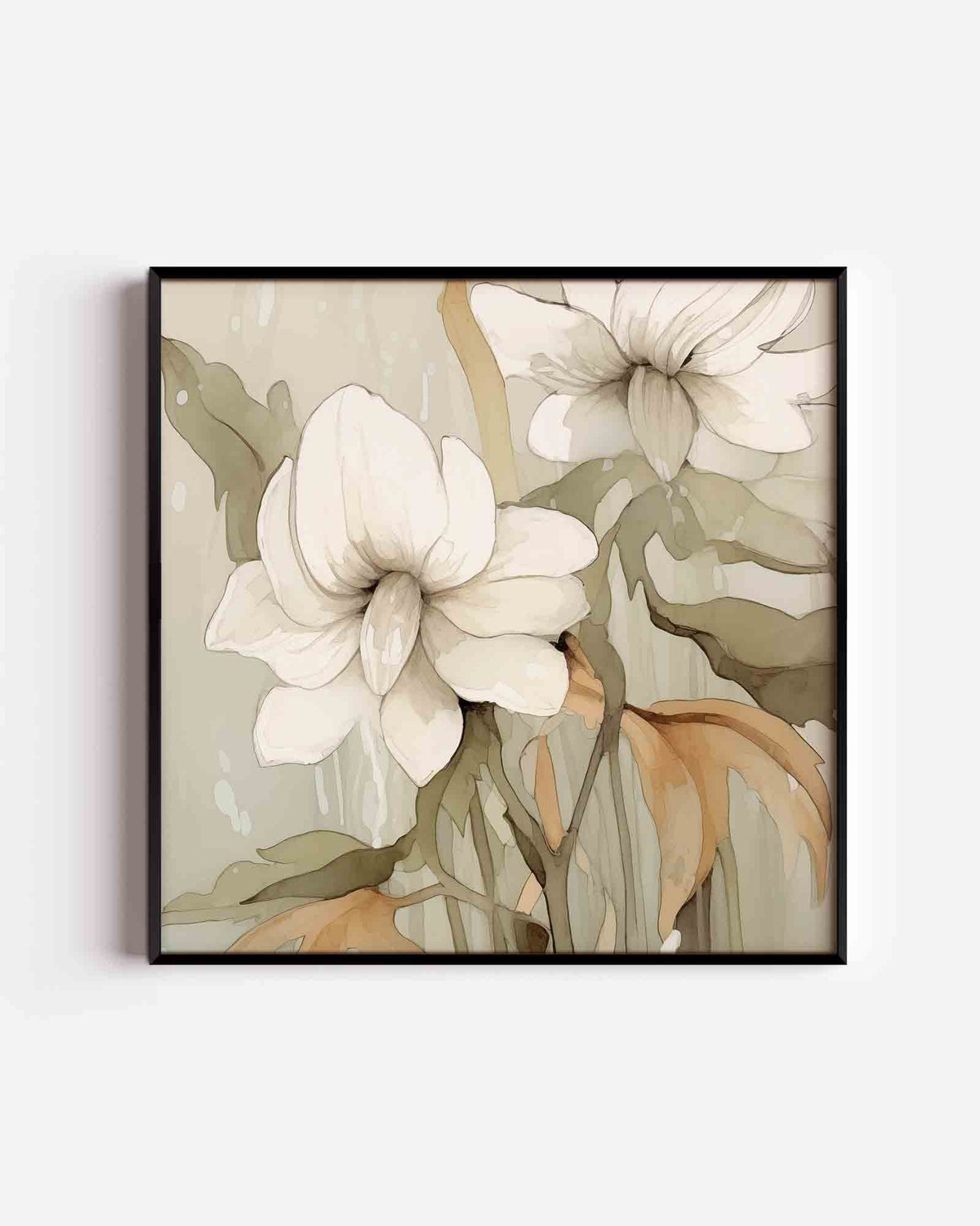 Witte bloemen – bloemen vierkante poster als wanddecoratie