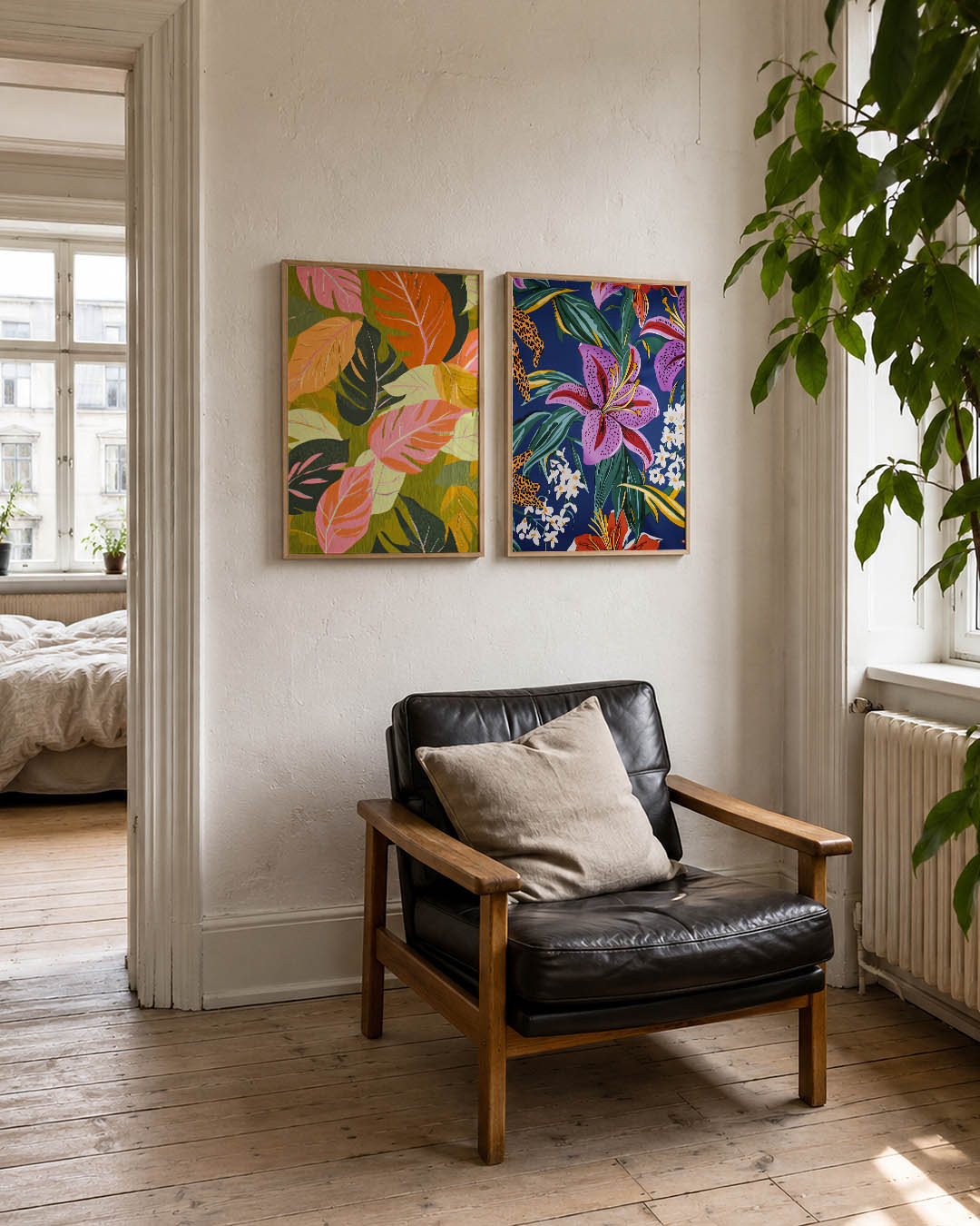 Bladpatroon kleurrijk Posterset