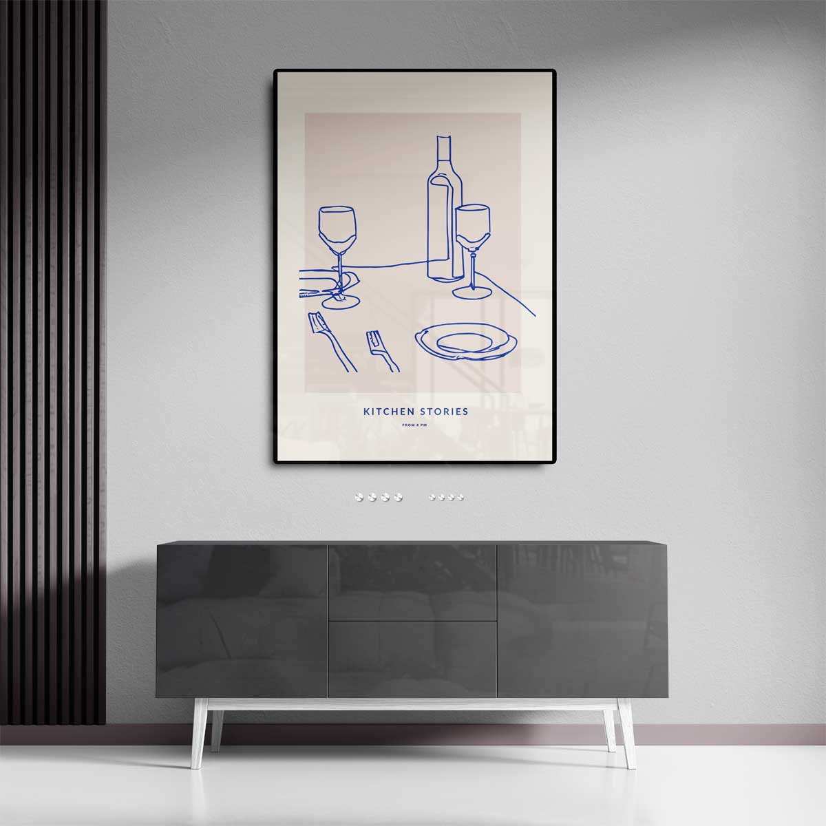 Eenvoudige Tafelscène Illustratie – canvas kunstwerk als wanddecoratie
