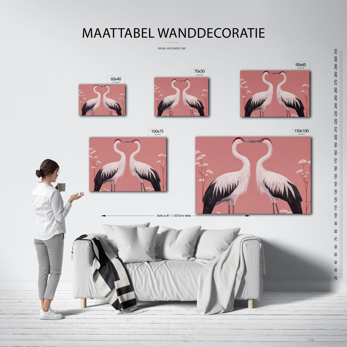 Elegante vogels – kunstwerk op canvas, dibond of plexiglas