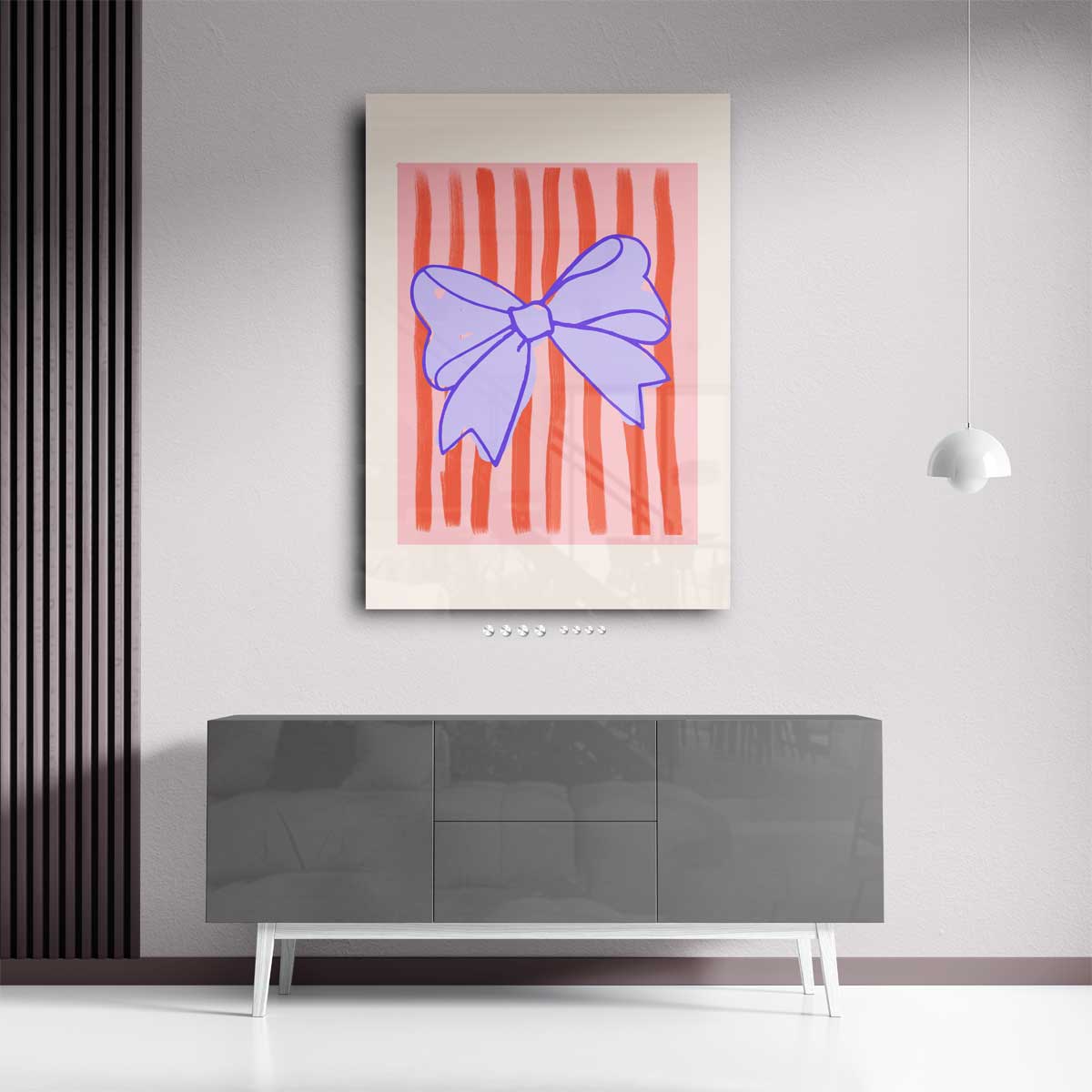Vrolijke Strik met Strepen – plexiglas wanddecoratie in portret formaat