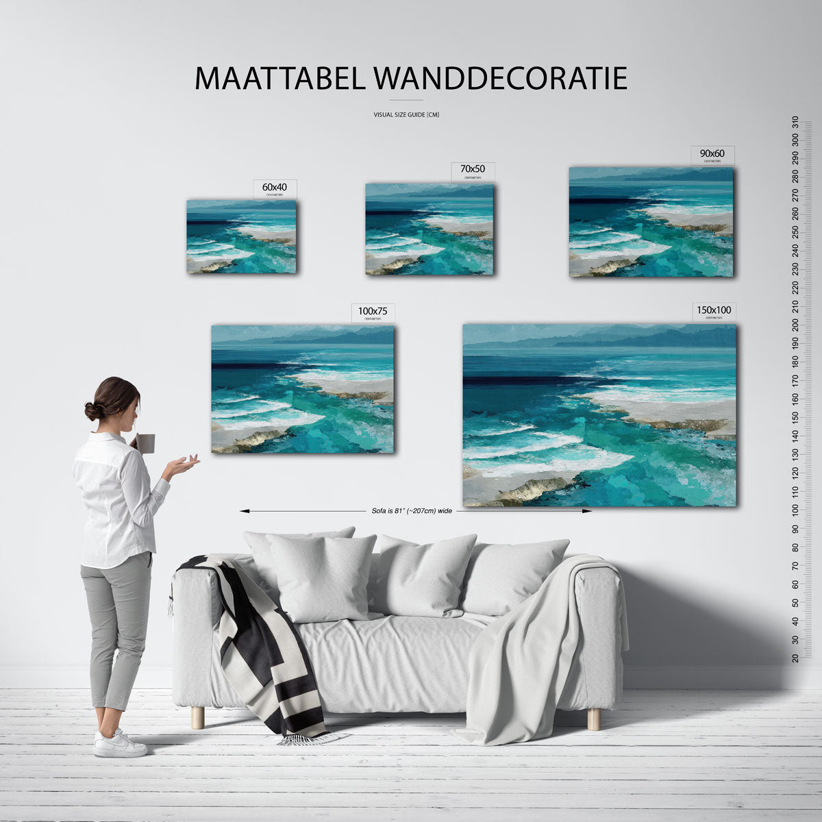 Oceaanlandschap – moderne liggende wandkunst