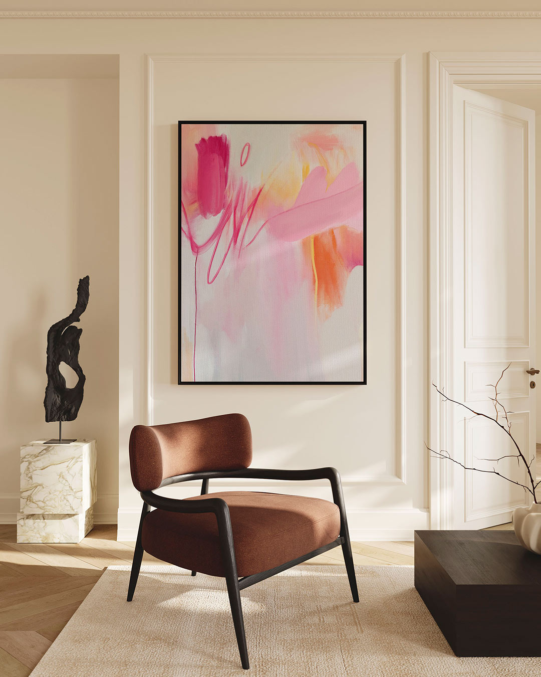Vloeiende kleurencompositie – staand wanddecoratie kunstwerk